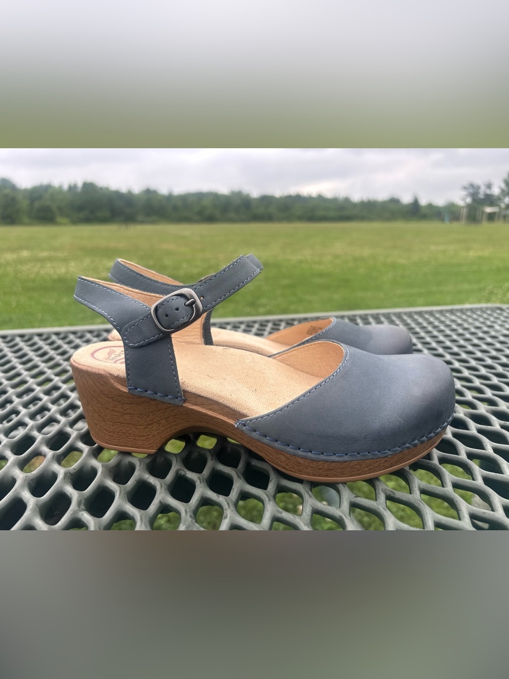 Dansko Sam Mary Jane Clogs Denim Burnished Nubuck Sandals Work Shoes 38 7.5-8 - Picture 4 of 10